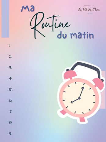 Feuille de planification de routine matinale à compléter.